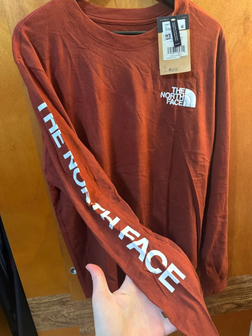 The North Face Men’s Long Sleeve Logo Tee - Rust - Picture 3 of 3